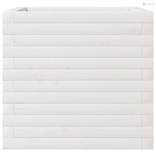 Fehér tömör fenyőfa kerti virágláda 50 x 50 x 45,5 cm