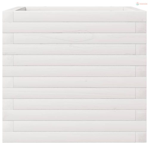 Fehér tömör fenyőfa kerti virágláda 50 x 50 x 45,5 cm