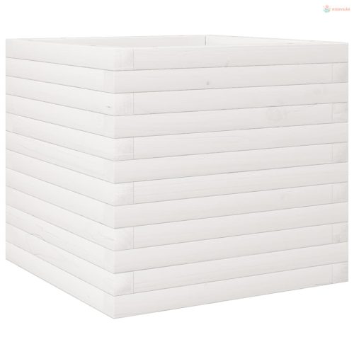 Fehér tömör fenyőfa kerti virágláda 50 x 50 x 45,5 cm