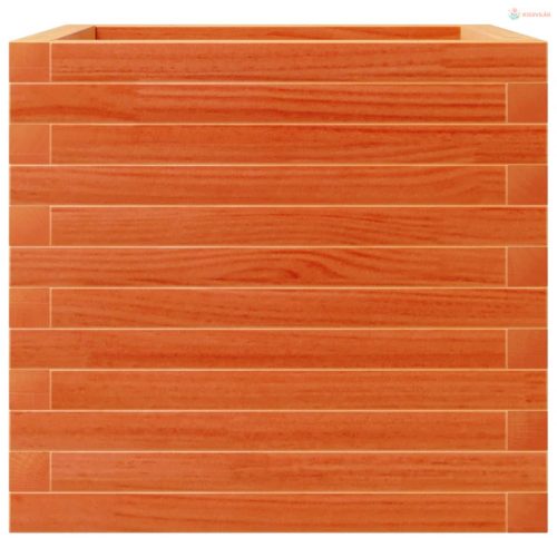 Viaszbarna tömör fenyőfa kerti virágláda 50 x 50 x 45,5 cm