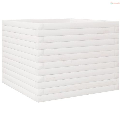 Fehér tömör fenyőfa kerti virágláda 60 x 60 x 45,5 cm