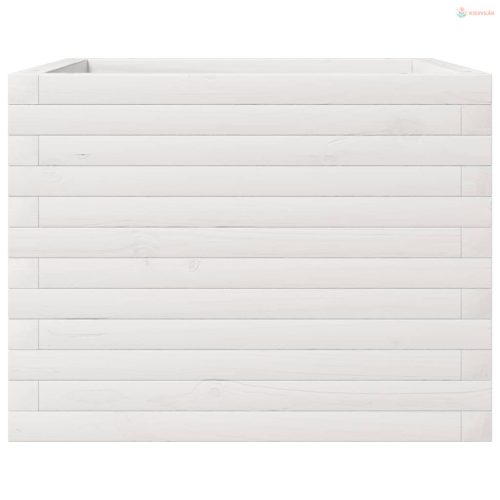 Fehér tömör fenyőfa kerti virágláda 60 x 60 x 45,5 cm