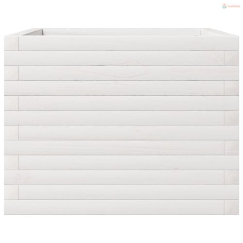 Fehér tömör fenyőfa kerti virágláda 60 x 60 x 45,5 cm