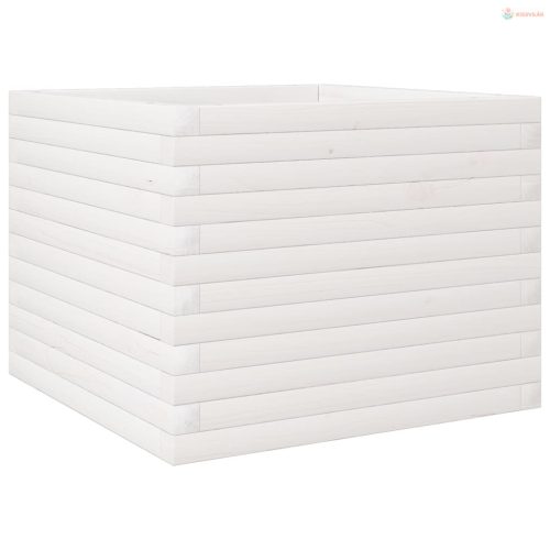 Fehér tömör fenyőfa kerti virágláda 60 x 60 x 45,5 cm