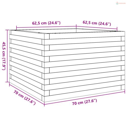 Tömör fenyő kerti virágláda 70 x 70 x 45,5 cm