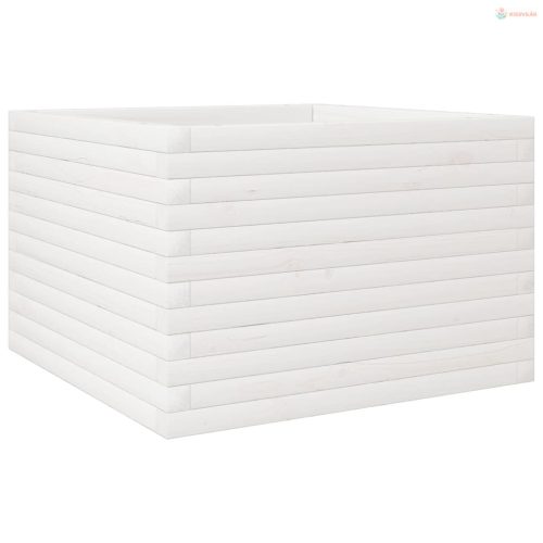 Fehér tömör fenyőfa kerti virágláda 70 x 70 x 45,5 cm