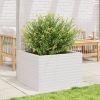 Fehér tömör fenyőfa kerti virágláda 70 x 70 x 45,5 cm