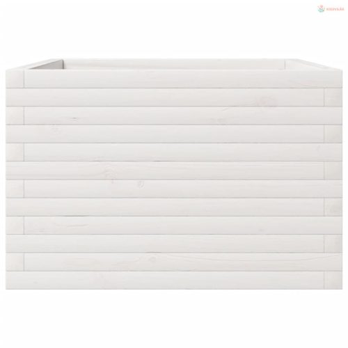 Fehér tömör fenyőfa kerti virágláda 70 x 70 x 45,5 cm