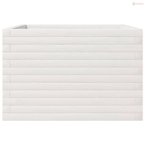 Fehér tömör fenyőfa kerti virágláda 70 x 70 x 45,5 cm