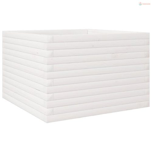 Fehér tömör fenyőfa kerti virágláda 70 x 70 x 45,5 cm