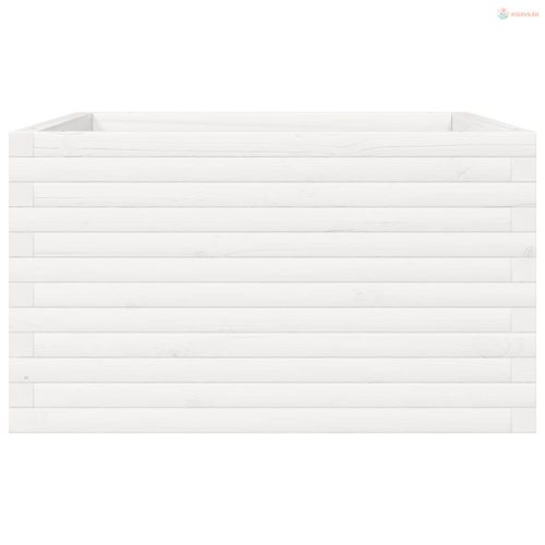 Fehér tömör fenyőfa kerti virágláda 80x80x45,5 cm