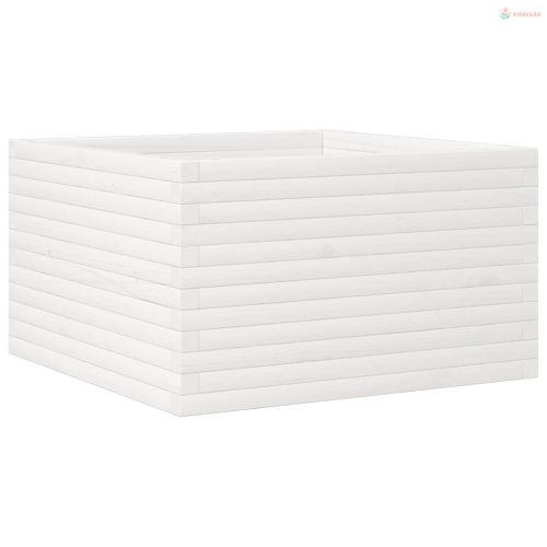 Fehér tömör fenyőfa kerti virágláda 80x80x45,5 cm