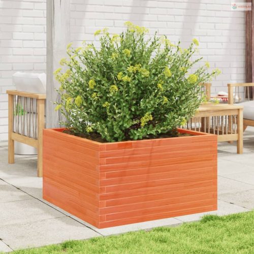 Viaszbarna tömör fenyőfa kerti virágláda 80x80x45,5 cm