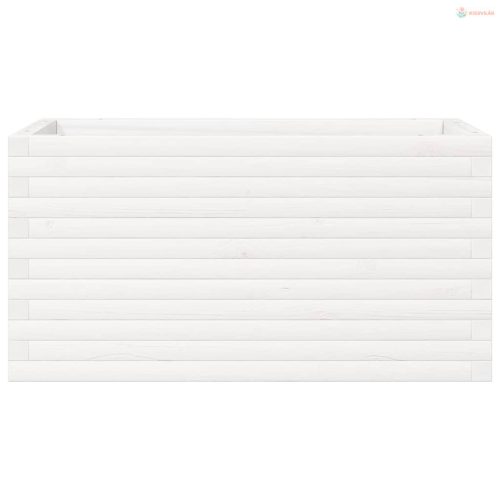 Fehér tömör fenyőfa kerti virágtartó 90 x 40 x 45,5 cm