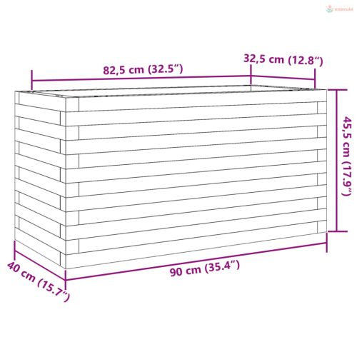 Impregnált fenyőfa kerti virágláda 90 x 40 x 45,5 cm