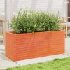 Viaszbarna tömör fenyőfa kerti virágtartó 110 x 40 x 45,5 cm