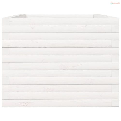 Fehér tömör fenyőfa kerti virágláda 90 x 60 x 45,5 cm