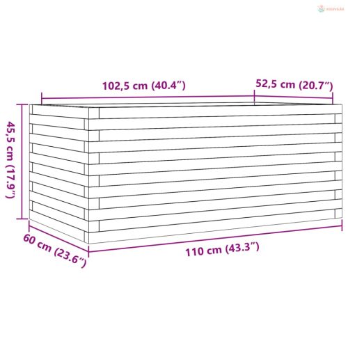 Tömör fenyő kerti virágláda 110 x 60 x 45,5 cm