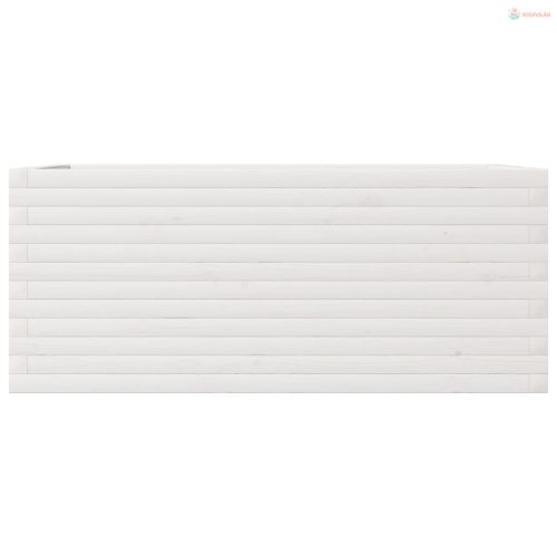 Fehér tömör fenyőfa kerti virágláda 110 x 60 x 45,5 cm