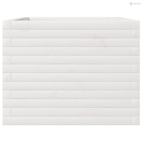 Fehér tömör fenyőfa kerti virágláda 110 x 60 x 45,5 cm