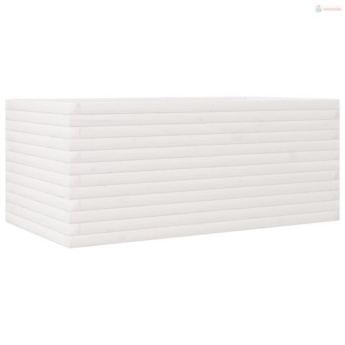 Fehér tömör fenyőfa kerti virágláda 110 x 60 x 45,5 cm