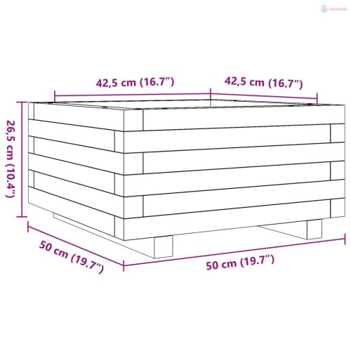 Fehér tömör fenyő virágláda 50x50x26,5 cm