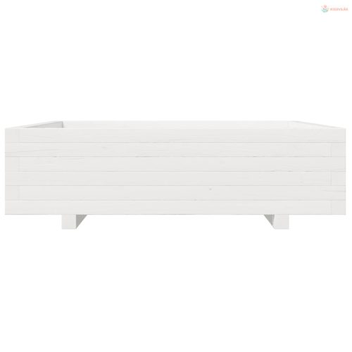 Fehér tömör fenyőfa kerti virágláda 90x90x26,5 cm