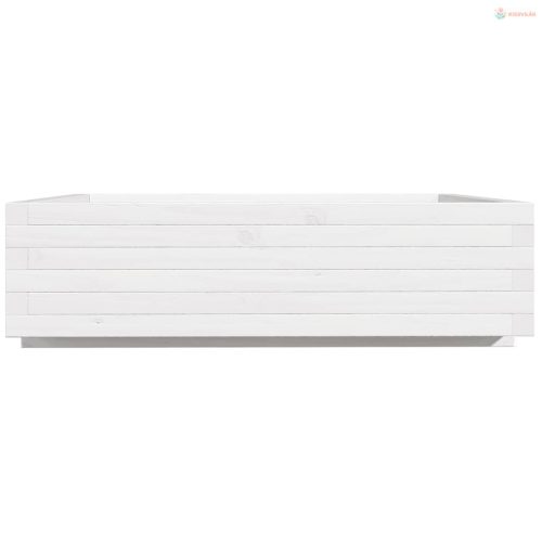 Fehér tömör fenyőfa kerti virágláda 90x90x26,5 cm