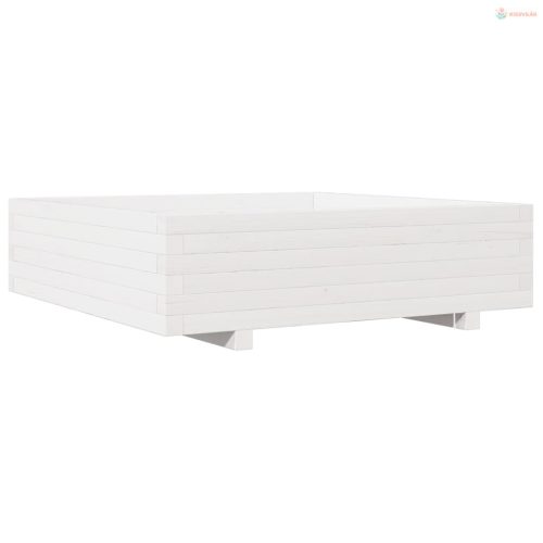 Fehér tömör fenyőfa kerti virágláda 90x90x26,5 cm