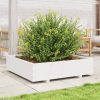 Fehér tömör fenyőfa kerti virágláda 100 x 100 x 26,5 cm