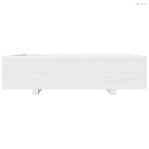 Fehér tömör fenyőfa kerti virágláda 100 x 100 x 26,5 cm