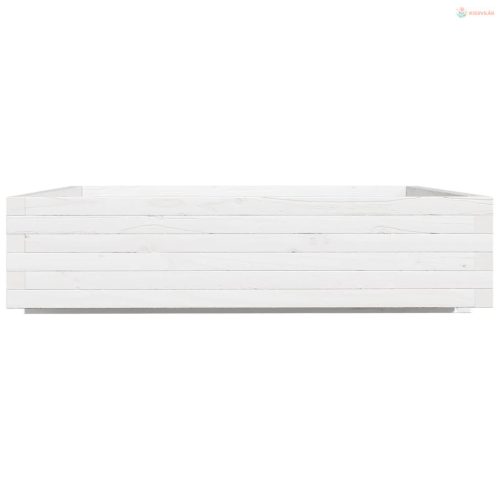 Fehér tömör fenyőfa kerti virágláda 100 x 100 x 26,5 cm