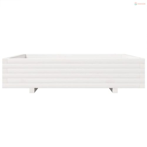 Fehér tömör fenyőfa kerti virágláda 110x110x26,5 cm