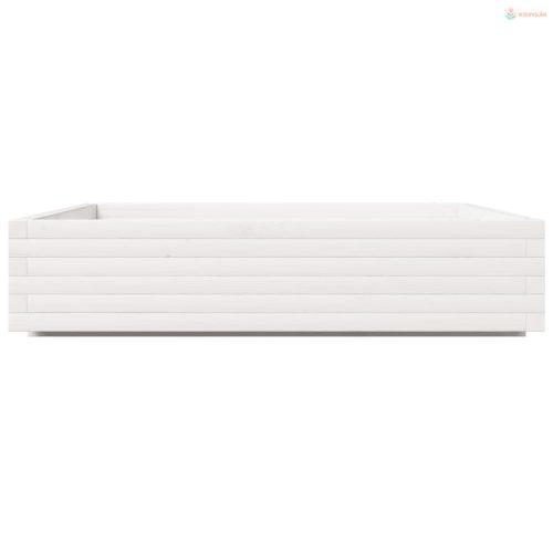 Fehér tömör fenyőfa kerti virágláda 110x110x26,5 cm