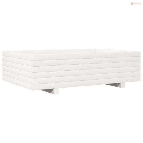 Fehér tömör fenyőfa kerti virágláda 90x60x26,5 cm