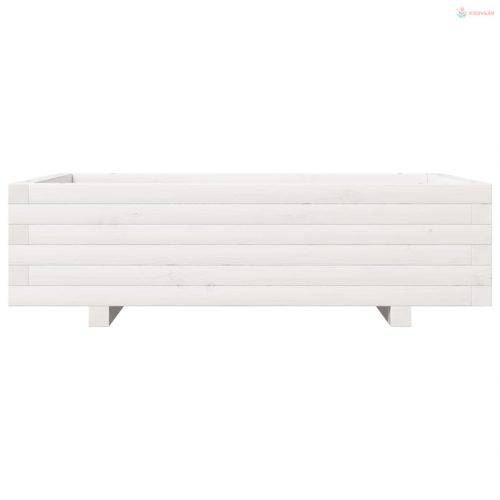 Fehér tömör fenyőfa kerti virágláda 90x60x26,5 cm