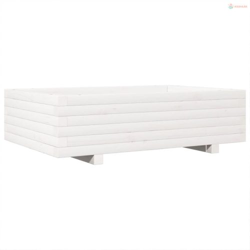 Fehér tömör fenyőfa kerti virágláda 90x60x26,5 cm