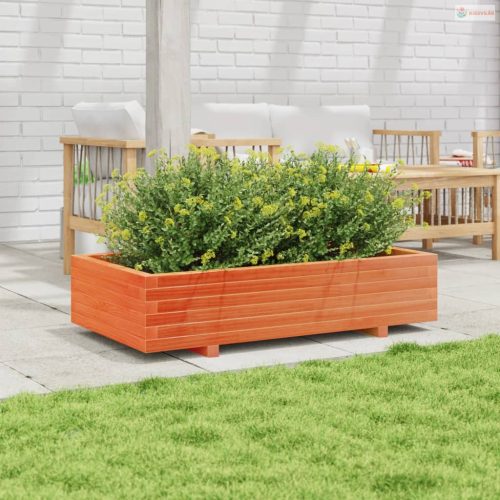 Viaszbarna tömör fenyőfa kerti virágláda 110 x 60 x 26,5 cm