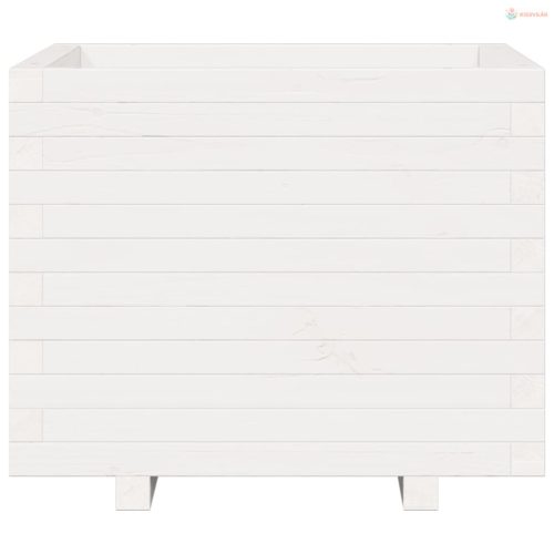 Fehér tömör fenyőfa kerti virágláda 60 x 60 x 49,5 cm