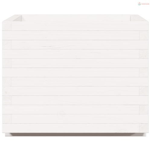 Fehér tömör fenyőfa kerti virágláda 60 x 60 x 49,5 cm