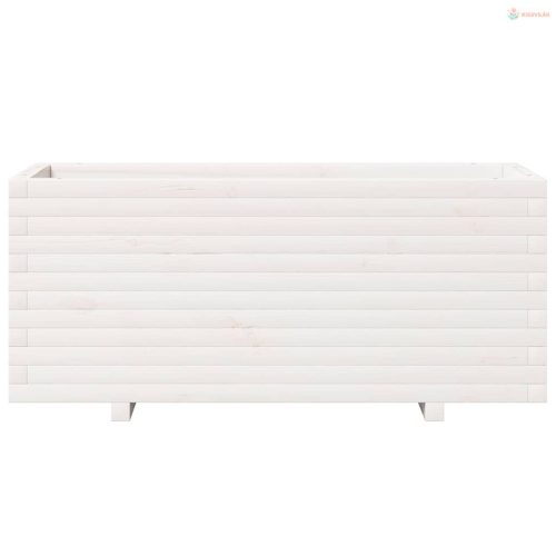 Fehér tömör fenyőfa kerti virágtartó 110 x 40 x 49,5 cm