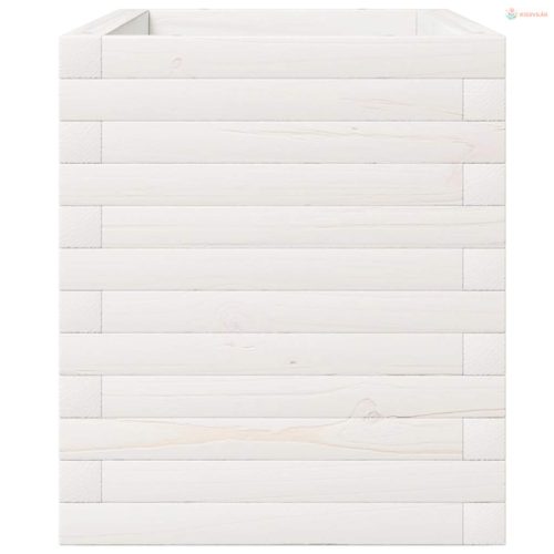 Fehér tömör fenyőfa kerti virágtartó 110 x 40 x 49,5 cm