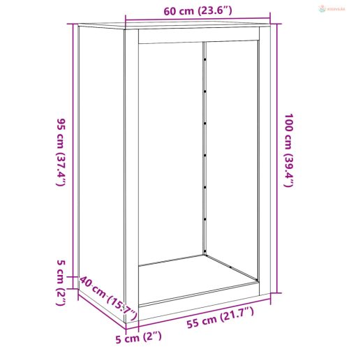 Fehér acél tűzifatároló 60 x 40 x 100 cm