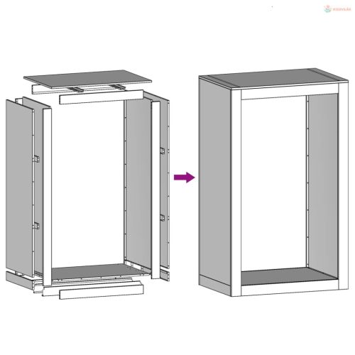 Antracitszürke acél tűzifatároló 60 x 40 x 100 cm