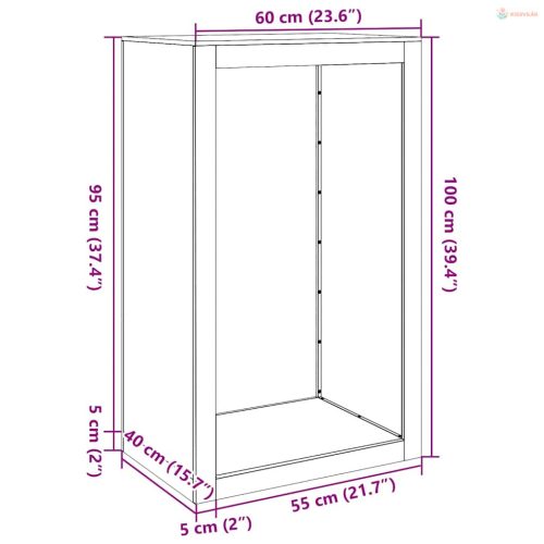 Zöld acél tűzifatároló 60 x 40 x 100 cm