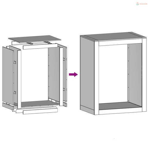 Rozsdamentes acél tűzifatároló 60 x 40 x 80 cm