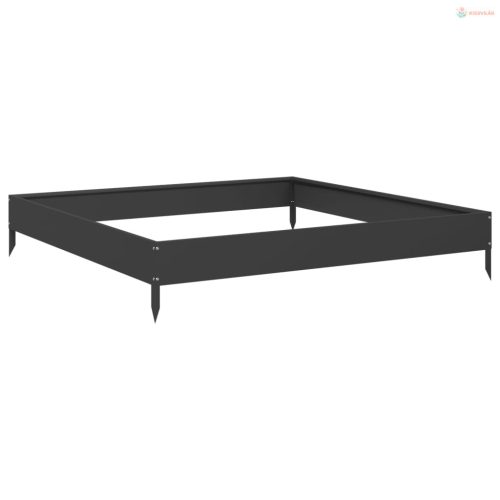 Fekete acél kerti magaságyás 100 x 100 x 18,5 cm