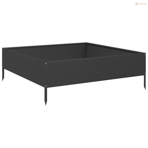 Fekete acél kerti magaságyás 100 x 100 x 33,5 cm