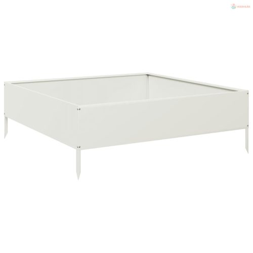 Fehér acél kerti magaságyás 100 x 100 x 33,5 cm