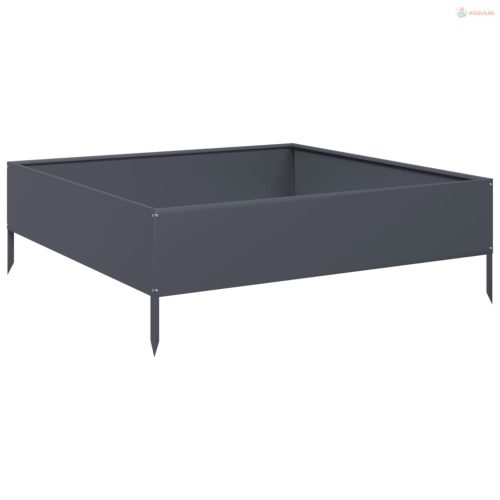 Antracitszürke acél kerti magaságyás 100 x 100 x 33,5 cm